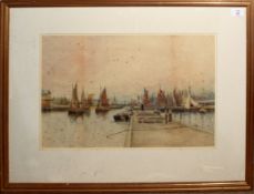 Sawbridge Family (19th/20th Century), Harbour Scene with Boats, watercolour, 34 x 51cm