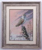 Mark Chester (contemporary), "Winter Morning - Barn Owl", acrylic, signed lower right , 40 x 30cm