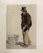 Attributed to Joseph Stannard (1797-1830), Fisherman, watercolour, 15 x 10cm, unframed