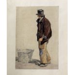 Attributed to Joseph Stannard (1797-1830), Fisherman, watercolour, 15 x 10cm, unframed