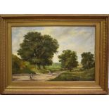 Robert Mallett (19th/20th Century), Figures in a Landscape, oil on canvas, signed lower left, 55 x