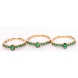 Mixed Lot: three modern matching 9ct gold and emerald dress rings, 4.7gms, size N, R and S