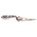 Silver and agate handled trowel, Birmingham 1907, maker Adey & Lovekin Ltd (a/f)