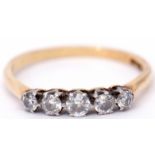 Five stone diamond ring, line set featuring five small graduated diamonds, 0.30ct total diamond