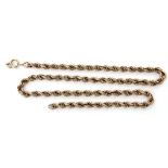 A 9ct gold rope twist chain, 22cm fastened, gross weight 14gms (a/f)