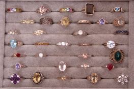 Mixed Lot: quantity of white metal dress rings, paste set, stamped 925, gross weight 105gms