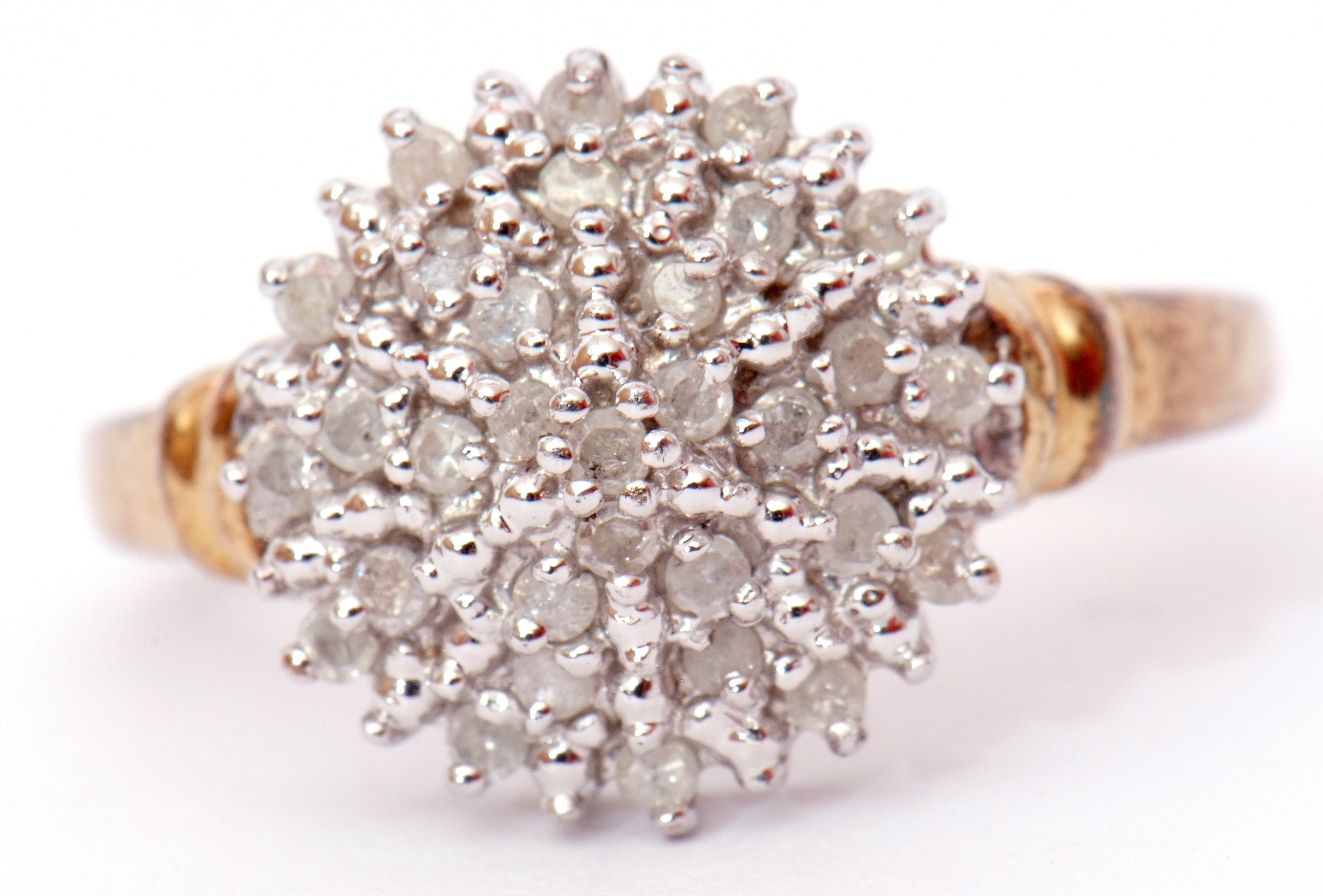 Modern diamond and cluster ring, a circular shaped panel set with small single cut diamonds, total - Image 8 of 8