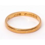 22ct gold wedding ring, plain polished design, Birmingham 1926, 1.5gms, size I