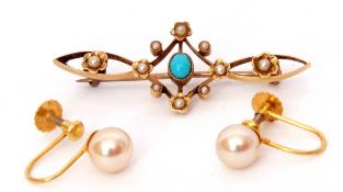 Mixed Lot: pair of 9ct stamped Lotus cultured pearl earrings, screw fittings, in original box,