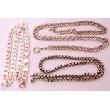 Mixed Lot: large filed curb link chain stamped 925, large 925 stamped belcher link necklace,