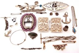 Mixed Lot: large oval paste set buckle, a metal lozenge shaped pierced buckle, a two-part cast