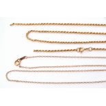 Mixed Lot: 9ct gold fine oval link chain together with a 9ct gold rope twist chain (broken), gross