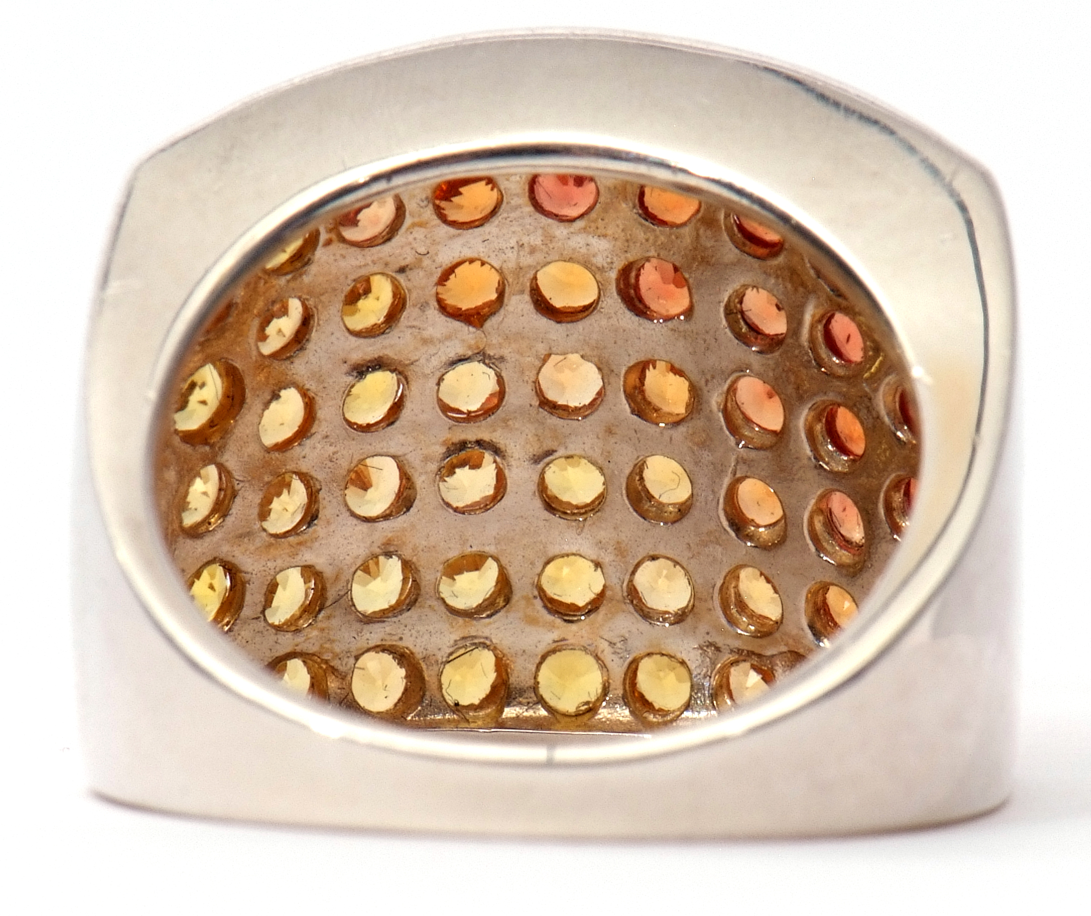 Modern 925 stamped cocktail dress ring, large panel set with yellow, amber and orange coloured - Image 5 of 6