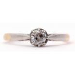 Single stone diamond ring featuring an old cut diamond, 0.25ct approx, in a multi-claw coronet