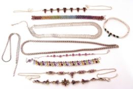 Mixed Lot: mainly white metal and stone set jewellery to include bracelets, various necklaces,