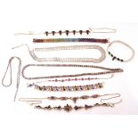 Mixed Lot: mainly white metal and stone set jewellery to include bracelets, various necklaces,