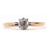 Single stone old cut diamond ring, 0.25ct approx, stamped 18ct, size M