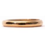 Yellow metal wedding ring, the band engaved "RLN to KMG and 17.1.48", size J, 2.5gms