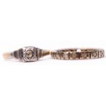Mixed Lot: precious metal Art Deco single stone diamond ring, together with a paste set full