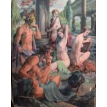 Modern British School (20th century), Allegorical study, oil on canvas, bears label verso,