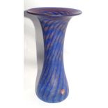 Orrefors vase, the tapered body with a swirling blue design, 33cm high