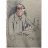 •AR Albert Daniel Rothenstein (1881-1953), Portrait of a seated man reading a book, pastel, signed