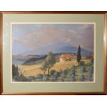 •AR Ken Symonds (1927-2010), "View from Montegfoni", pastel, signed, dated 89 and inscribed with