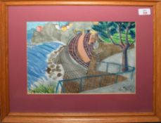 •AR Bruce Ronaldson (20th century), "Poolside table, Provence", watercolour, signed and dated 91