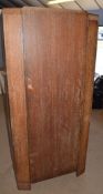 20th century oak wardrobe, probably Heals, with fitted interior and shaped front, 185cm high x