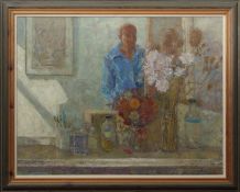 •AR John Miller, RSA, PRFW, SSA, (1911-1975), Self portrait, oil on canvas, signed lower right, 69 x