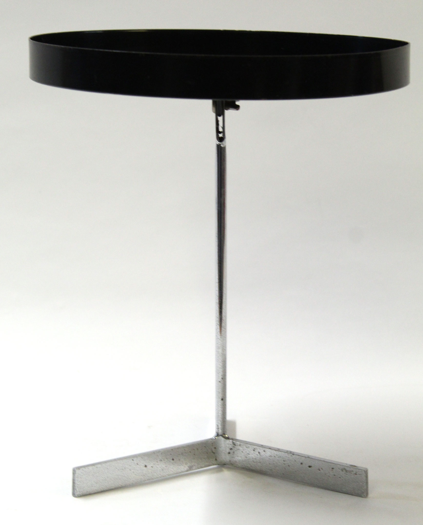 Vintage Durlston Designs English black painted vanity table mirror with chrome tripod base, 40cm - Image 3 of 3