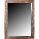 Group of three modern rustic look oak framed mirrors, each mirror 120 x 90cm overall