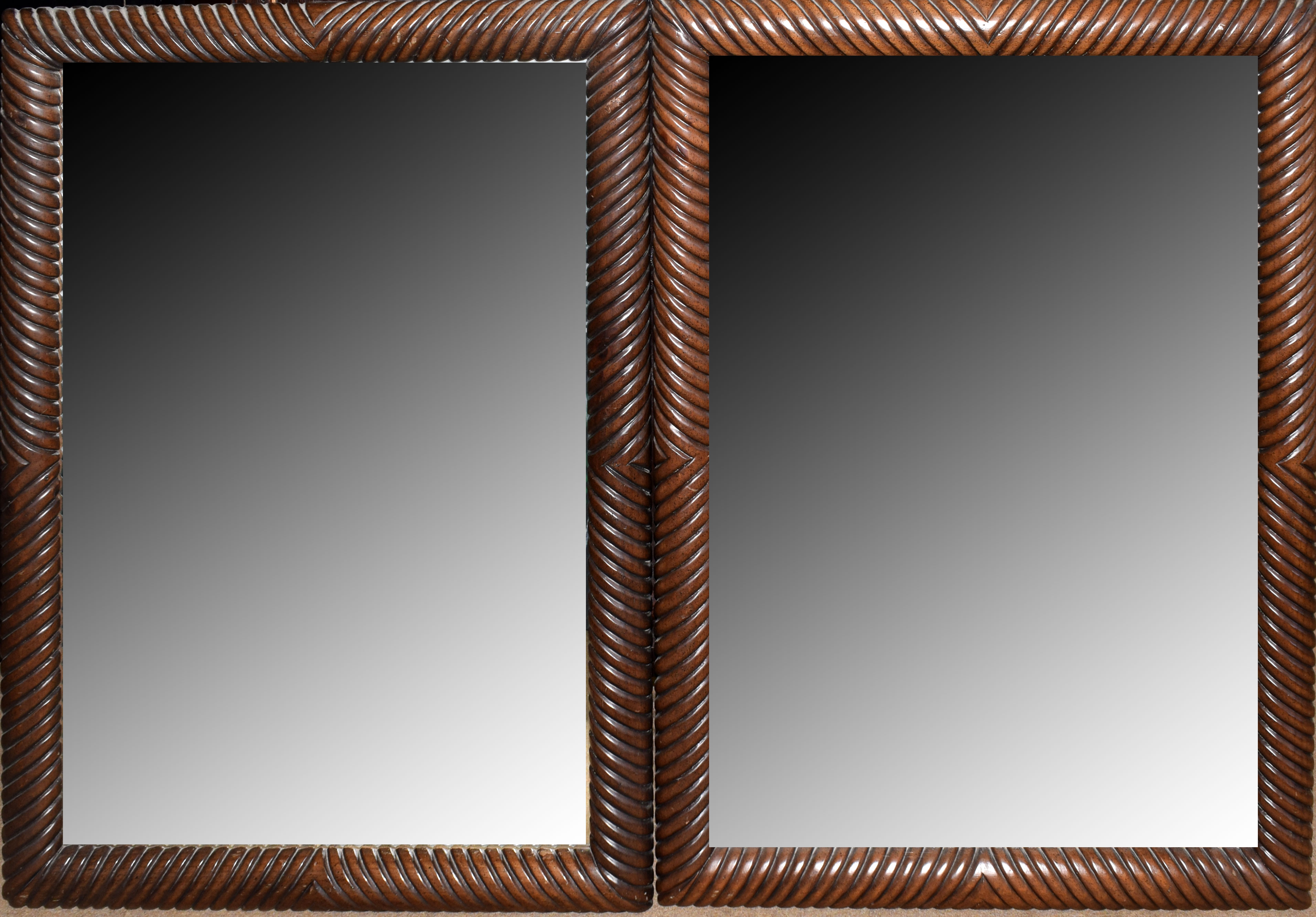 Pair of 20th century hardwood mirrors, 112 x 80cm (2)