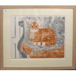•AR Sheila Robinson (20th century), "Red tabby", artist's coloured proof, signed, dated 1971 and