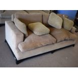 George Smith Ltd large two-seater sofa in beige and brown check upholstery, 198cm wide