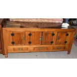 Modern Chinese style hardwood sideboard, four doors over three drawers, 183cm wide