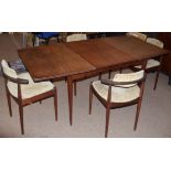 SOS Denmark mid century extending dining table with 4 chairs, 169cm wide fully extended