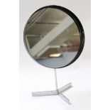 Vintage Durlston Designs English black painted vanity table mirror with chrome tripod base, 40cm