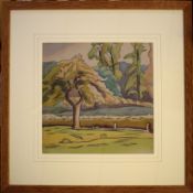 •AR John Gordon MacDonald (1909-1942), Landscape, pencil and watercolour, 29 x 29cm