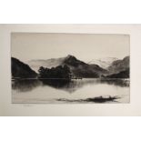 •AR John Nicolson, RBA, ARE, RSW (1891-1951), "Evening, Loch Lomond", black and white dry point