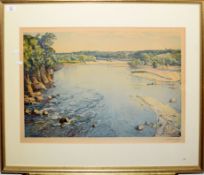 •AR Samuel John Lamorna Birch, RA, RWS, River landscape, artist's coloured proof with publisher's