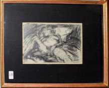 •AR Barry Newis (1939-2017), Reclining figure, charcoal drawing, 18 x 27cm, Provenance: Purchased