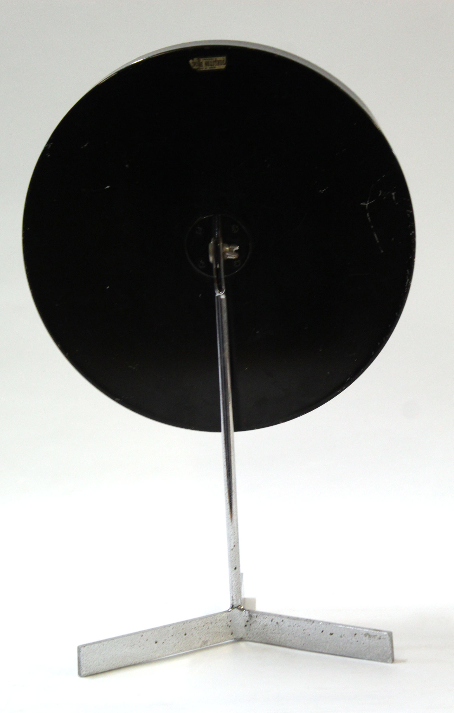 Vintage Durlston Designs English black painted vanity table mirror with chrome tripod base, 40cm - Image 2 of 3