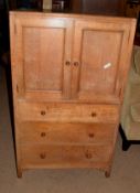 Heals style limed oak tallboy, the inside stamped "A Farnell 829", 130 x 79cm