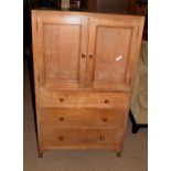 Heals style limed oak tallboy, the inside stamped "A Farnell 829", 130 x 79cm