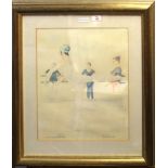•AR Philip Meninsky (born 1922), Ballerinas, pencil and watercolour, signed lower right, further