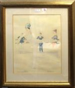 •AR Philip Meninsky (born 1922), Ballerinas, pencil and watercolour, signed lower right, further