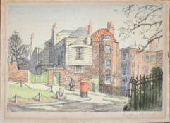 Wilfred Rene Wood (1888-1976), The Artist's House, coloured woodblock, signed in pencil to lower