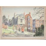 Wilfred Rene Wood (1888-1976), The Artist's House, coloured woodblock, signed in pencil to lower