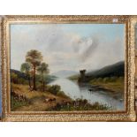 English School (19th/20th century), Highland scene, oil on canvas, 67 x 88cm